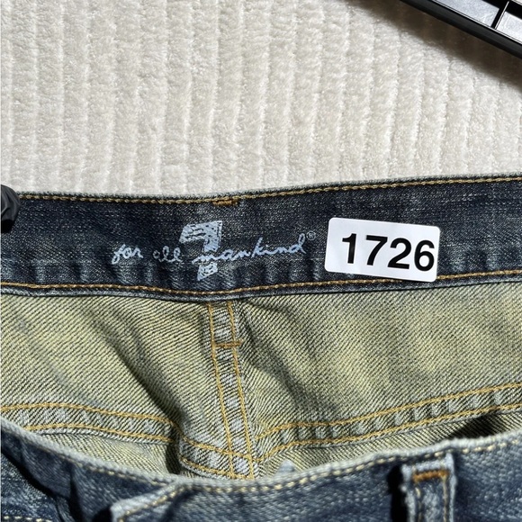 7 For All Mankind Jeans Button Fly Mens 34x 28 Straight Relaxed Loose Dark Wash - Picture 5 of 11